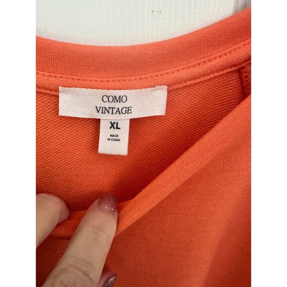 Como Vintage Womens XL Orange Ruffle Sleeve Dress Casual Lightweight Comfortable - Picture 2 of 5